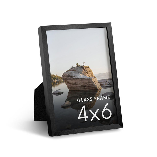 Haus and Hues Metal Picture Frame with Glass, Black, 4x6