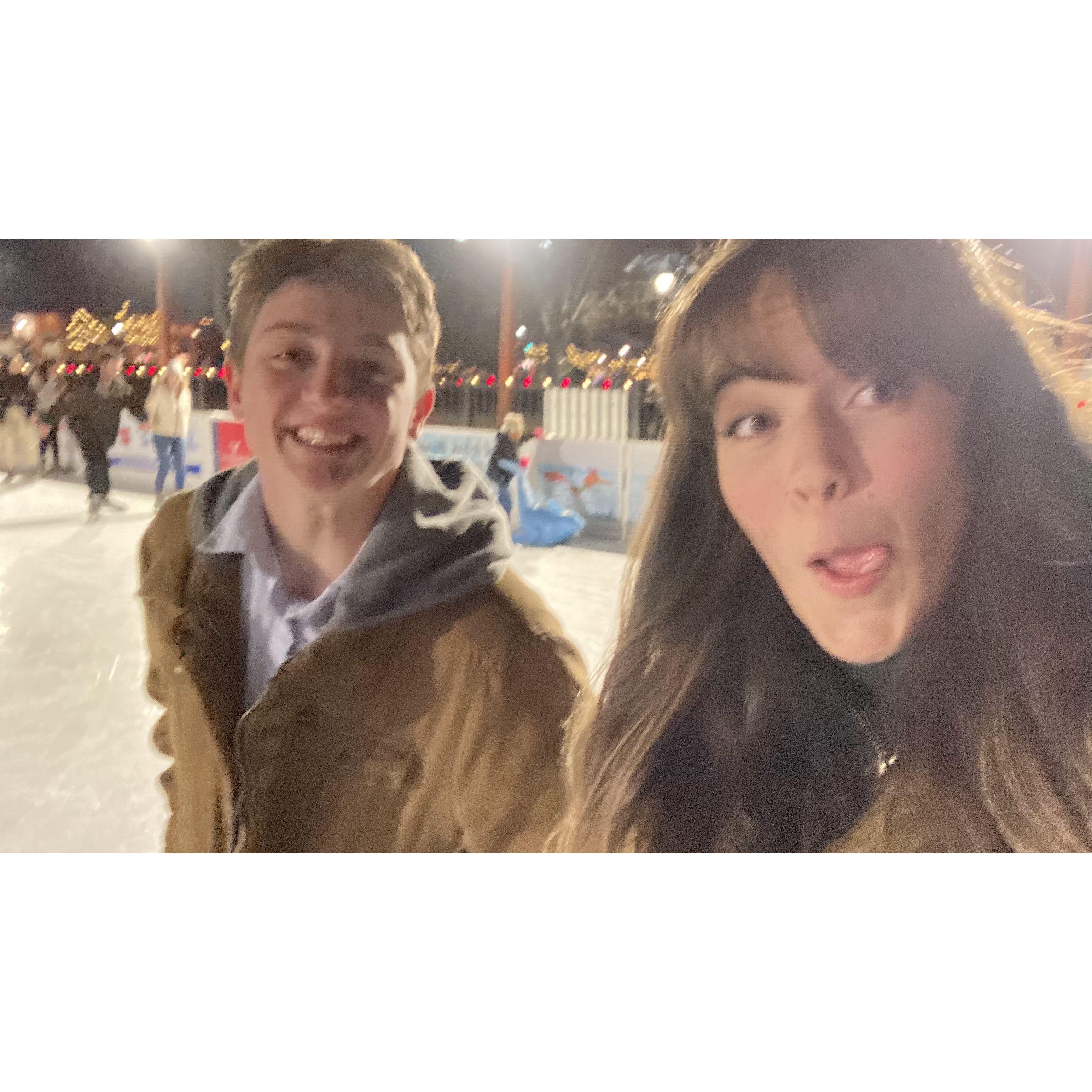 Our first official date was a night out for pizza and ice skating!