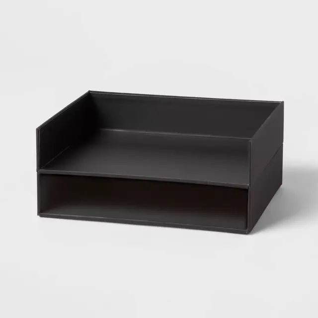 Canvas Letter Tray Organization Set of 2 Black - Brightroom™