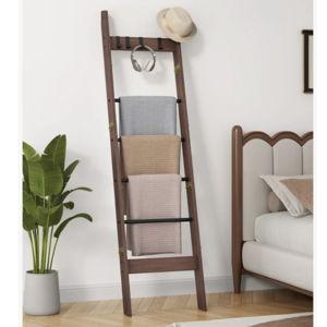 5-Tier Blanket Ladder Shelf Black Tea Brown, 66.9" H x 17.1 W x 3.1" D