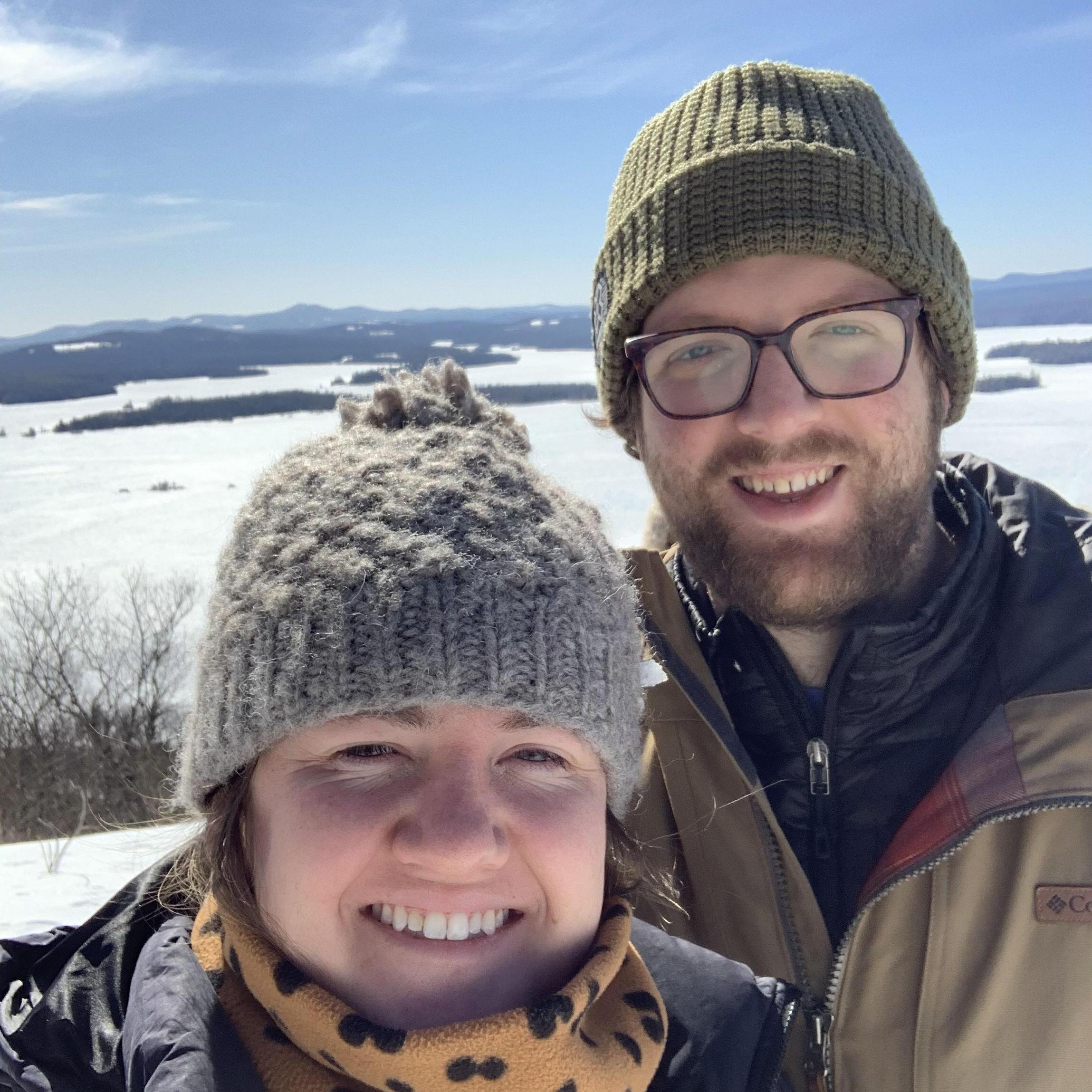 On top of West Rattlesnake in the snow (that's frozen Squam in the background)