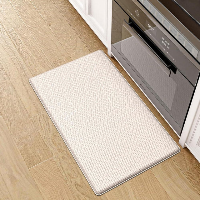 DEXI Anti Fatigue Kitchen Mat, Cushioned Kitchen Rugs Non Slip, Waterproof Comfort Standing Kitchen Floor Mat, 17"x29", Beige