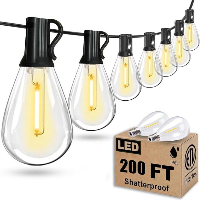 Tenmiro 200FT Outdoor String Lights, Ultra Long Waterproof 60+2 Edison Shatterproof Bulbs Led Outside Patio Lights for Porch Deck Garden Backyard Balcony Wedding Party Decor