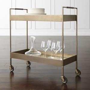 Libations Antique Brass Bar Cart