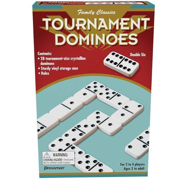 Family Classics Tournament Dominoes - Double Six Crystalline Tiles in Storage Case by Pressman , 5"