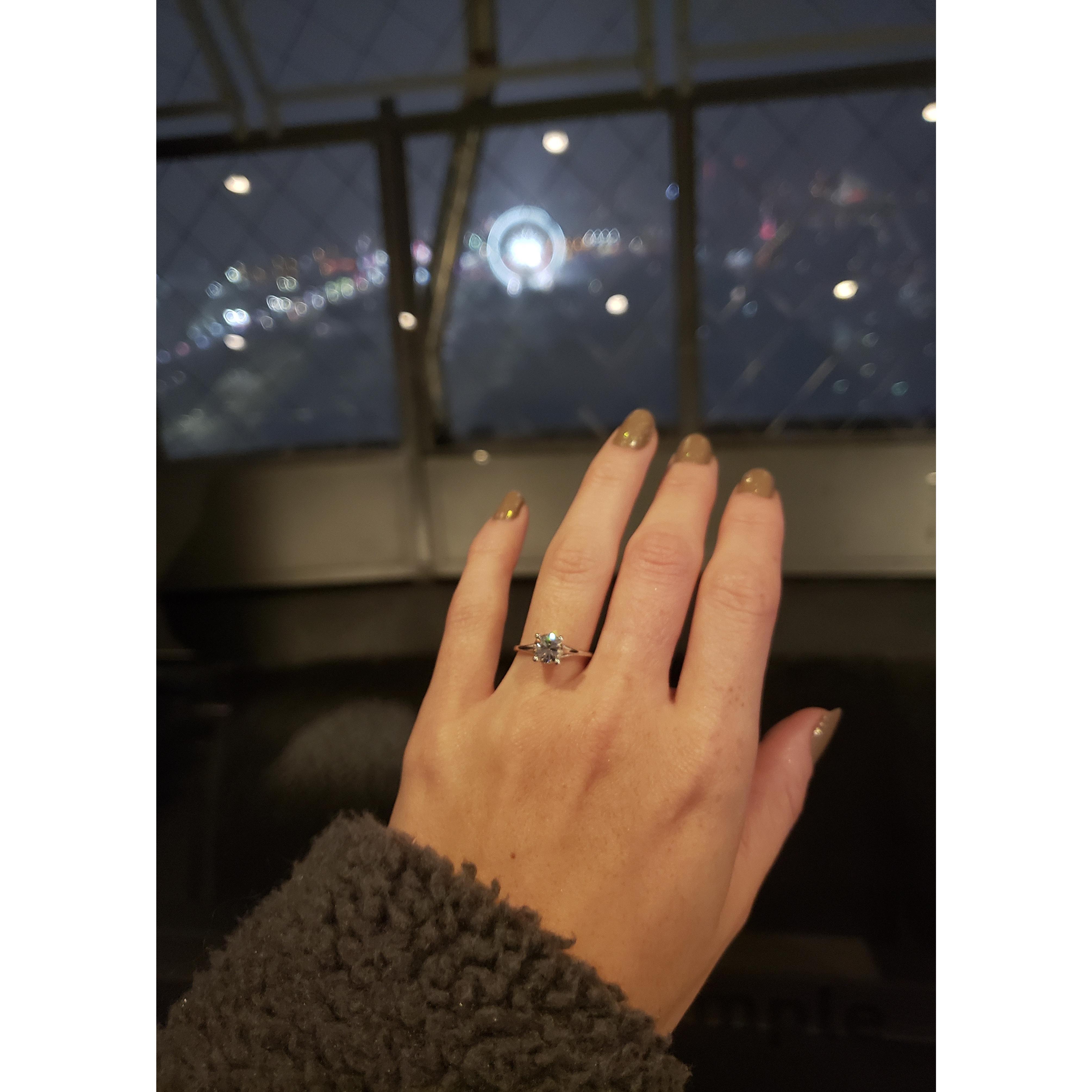 On the very top of the Skylon Tower in Ontario, Canada — the perfect "YES" moment