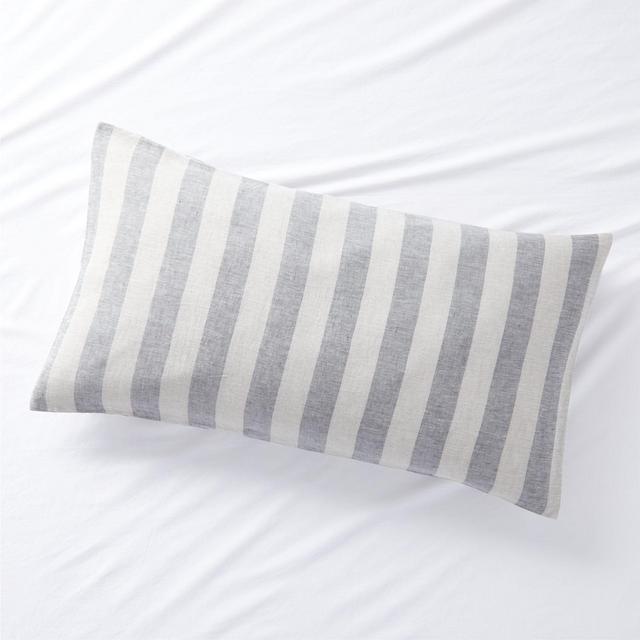Jackie Stripe Linen Grey King Sham by Leanne Ford