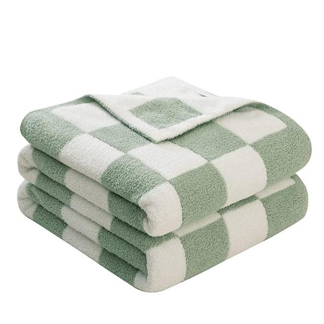 Throw Blanket with Checkerboard Plaid- Cozy Breathable All Seasons Soft Checkered Blanket Gingham Home Decor for Couch and Bed -Twin Size 59"x79",Sage Green