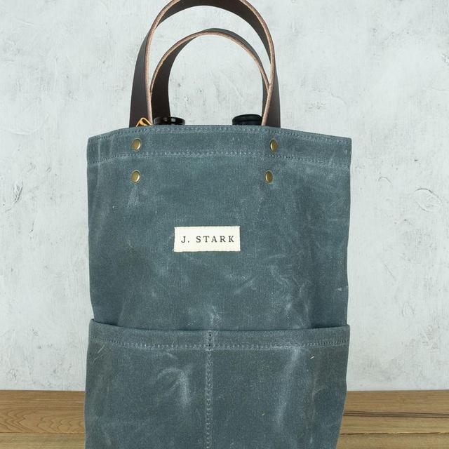 Woodland Wine Merchant: J. Stark Wine Tote - Charcoal Canvas