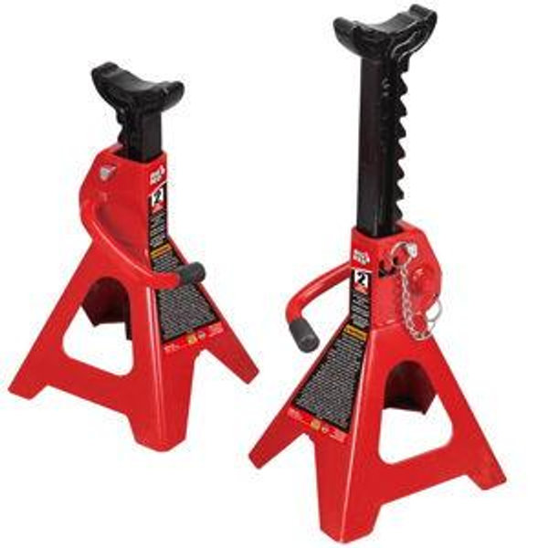 BIG RED T42002A Torin Steel Jack Stands: Double Locking, 2 Ton (4,000 lb) Capacity, Red, 1 Pair