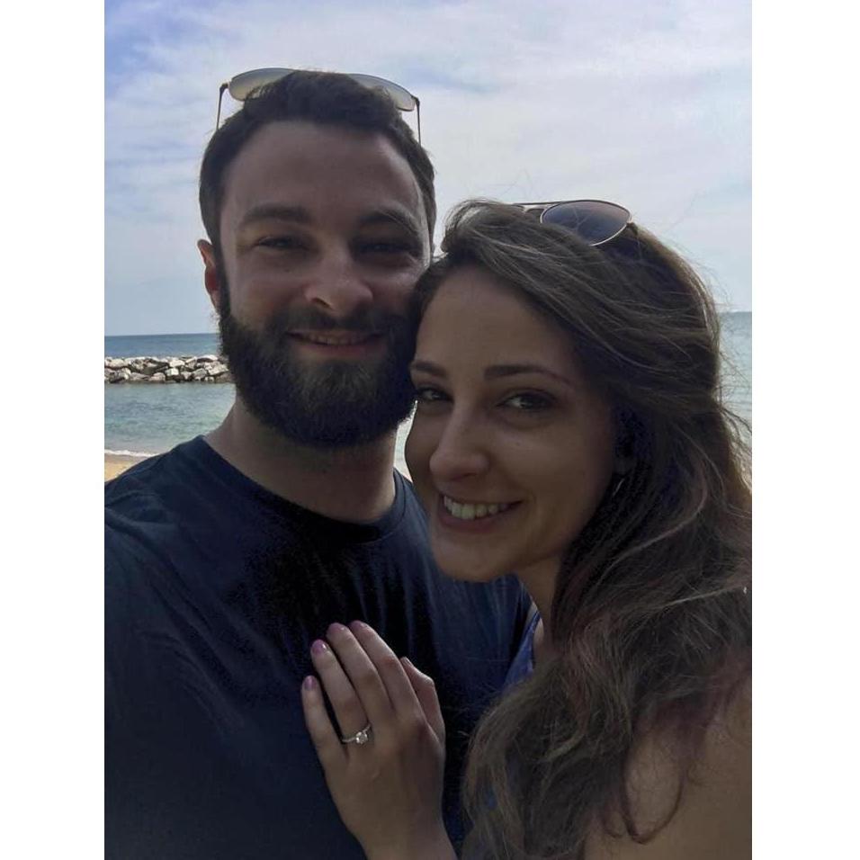 Freshly engaged on the shore of Lake Michigan, 2018