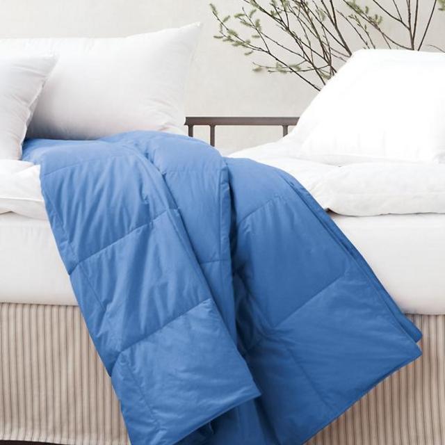 Garnet Hill Essential Core-Loft® Blanket and Throw in Lapis Blue, Double/Queen size