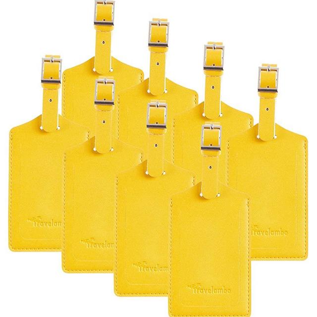 8 Pack Leather Luggage Travel Bag Tags by Travelambo