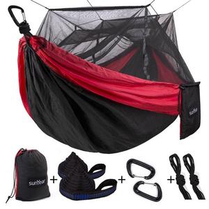 Single & Double Camping Hammock With Mosquito/Bug Net, 10ft Hammock Tree Straps & Carabiners | Easy Assembly | Portable Parachute Nylon Hammock For Camping, Backpacking, Survival, Travel & More