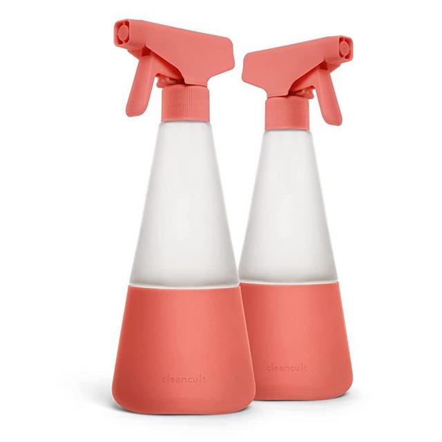 Cleancult Glass Spray Bottle, 16 oz, Shatter Resistant, Refillable Container, Non Slip Grip, Empty, For Cleaners, Essential Oils, & Natural Home Cleaning, 2 Pack