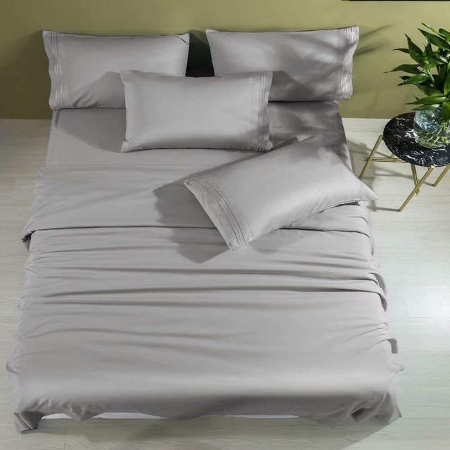Shilucheng Cool 6PC 100% Bamboo Queen Size Bed Sheets Set 1800 Thread Count 16 Inch Deep Pockets Eco Friendly Soft Comforterble(Queen,Grey)