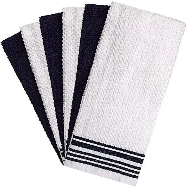 Bumble Towels Weft Insert Kitchen Towels in Navy (Set of 6)