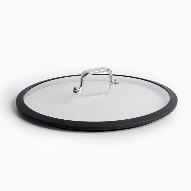 Misen Tempered Glass Lid with Anti-Scratch Silicone Rim, Oven Safe Replacement Cookware Skillet Lid for Misen Carbon Nonstick, Carbon Steel, and Frying Pans, Dishwasher Safe - 12 Inch
