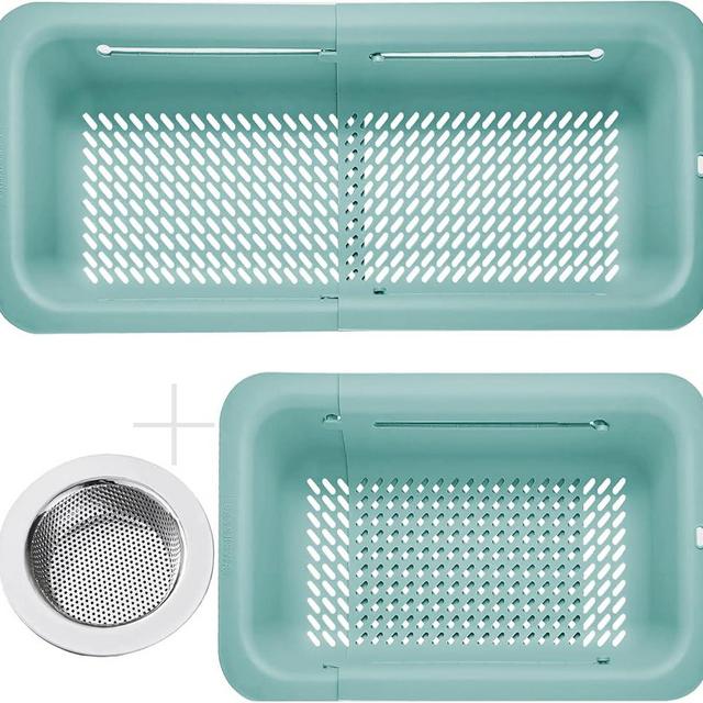 LASSHSWA Collapsible Colander and Strainer for Kitchen, Over the Sink Strainer Basket for Kitchen, Fruit Pasta Food Strainer Expandable Plastic Colander with A Sink Drain Strainer Stainless Steel