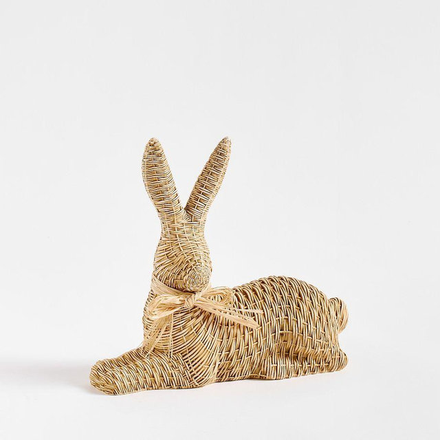 Resin Woven Laying Bunny