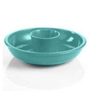 Fiesta® 2-Piece Chip and Dip Set 12 7/8” – Durable Ceramic, Lead-Safe, Dishwasher/Microwave/Oven Safe – Made in USA - Turquoise