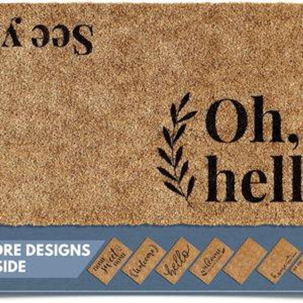 Barnyard Designs Doormat Welcome Mat for Outdoors, Large Front Door Entrance Mat, 30x17, Brown (Oh Hello)