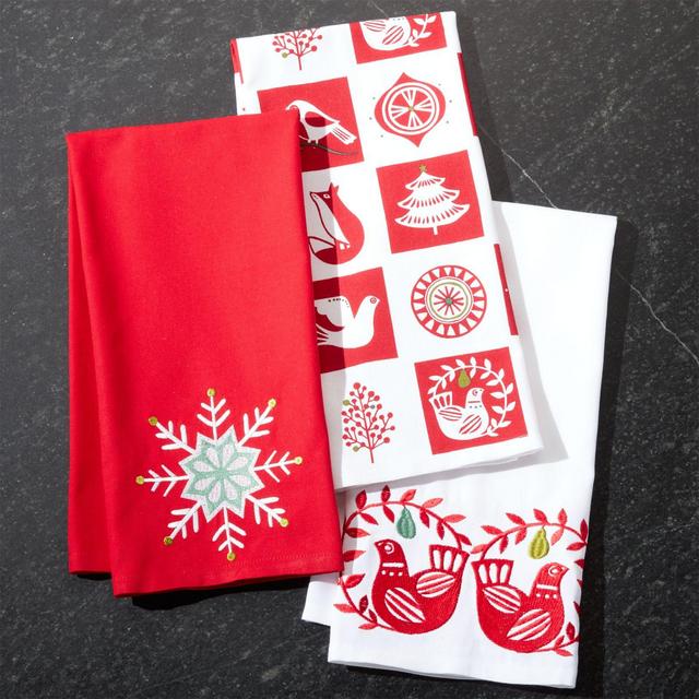 Holiday Partridge Dish Towels, Set of 3