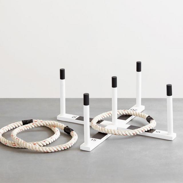 Outdoor Lawn Ring Toss, White/Black