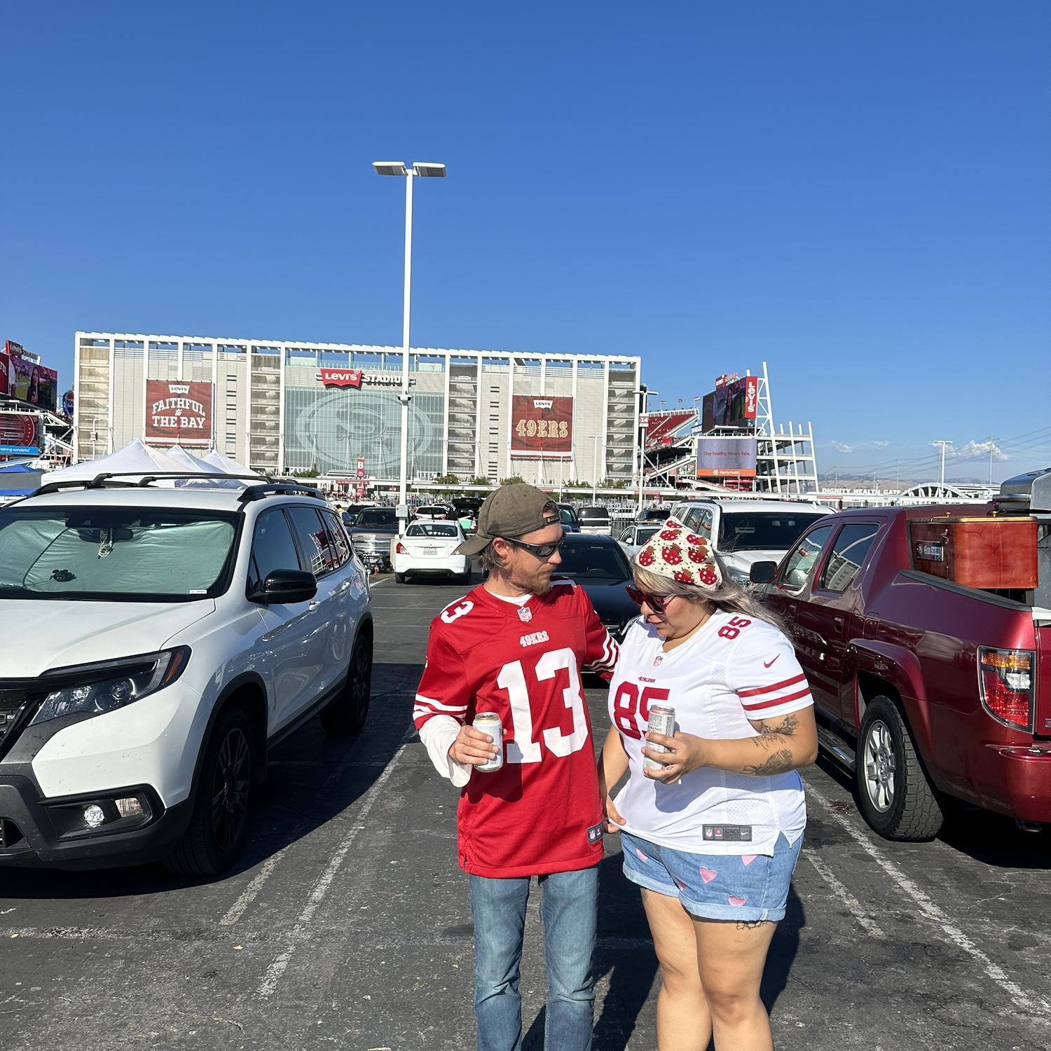 Both love the same football team and have a blast watching the games during the season.