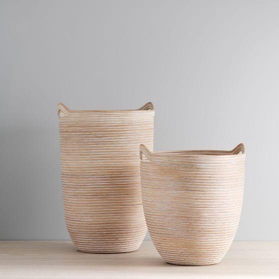 Whitewash Cane Storage Catchall Basket (Small)