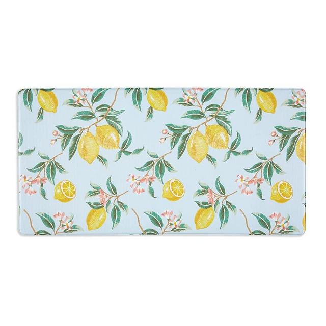 Martha Stewart Bloomfield Lemon Whimsy Anti-Fatigue Kitchen Mat, Light Blue/Yellow, 19.6"x59.8"