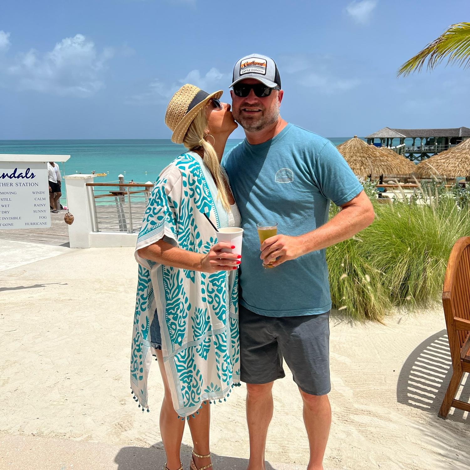 In the Bahamas! Another beach….totally on brand!
