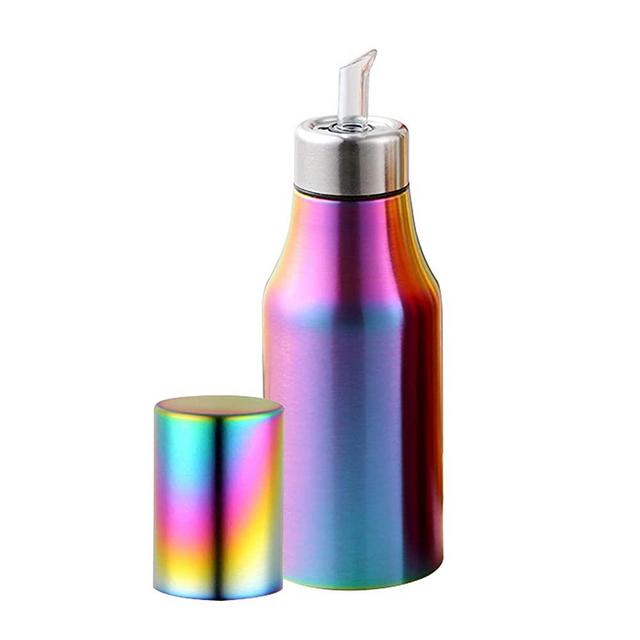 Meisha Olive Oil Dispenser Bottle, Stainless Steel Leak-Proof Olive Oil/Vinegar/Sauce Dispenser Cruet with No Drip Pouring Spout, Cooking Oil Vinegar Dispenser for Kitchen and BBQ - Rainbow
