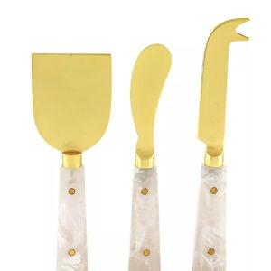 Tizo 3-Piece Cheese Set with Resin Handles in Natural Ivory/Gold