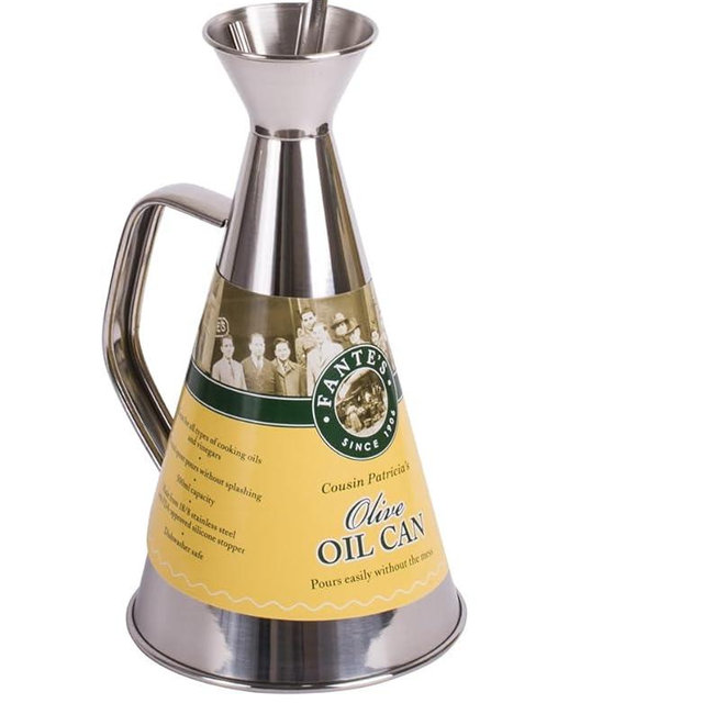 Fante's Olive Oil Can, 18/8 Stainless Steel and Silicone, 500-Milliliter Capacity, The Italian Market Original Since 1906