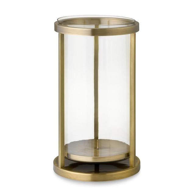 Metal Frame Hurricane, Large, Antique Brass