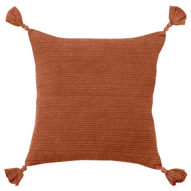 20"x20" Oversize Solid Striped Square Throw Pillow with Tassels Cover Terracotta Pink - Rizzy Home