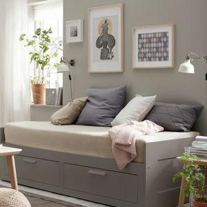 IKEA - BRIMNES daybed with 2 drawers/2 mattresses, Åsvang medium firm/white, Twin