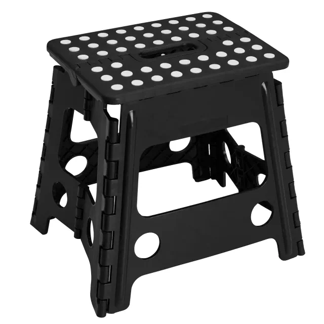 VECELO Folding Step Stool 13 in. Non-Slip Surface Portable Foldable 1 Step Stool with Carry Handle, Heavy Duty Stool Black