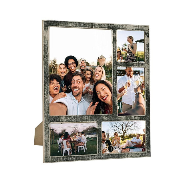 MONT PLEASANT Farmhouse 8X10 Picture Frame with 5 Openings Display Multiple 8X10,Two 4X6 and 4X4 Photos Wood Collage Frame for Wall Mounting Tabletop Display, Great for Weddings