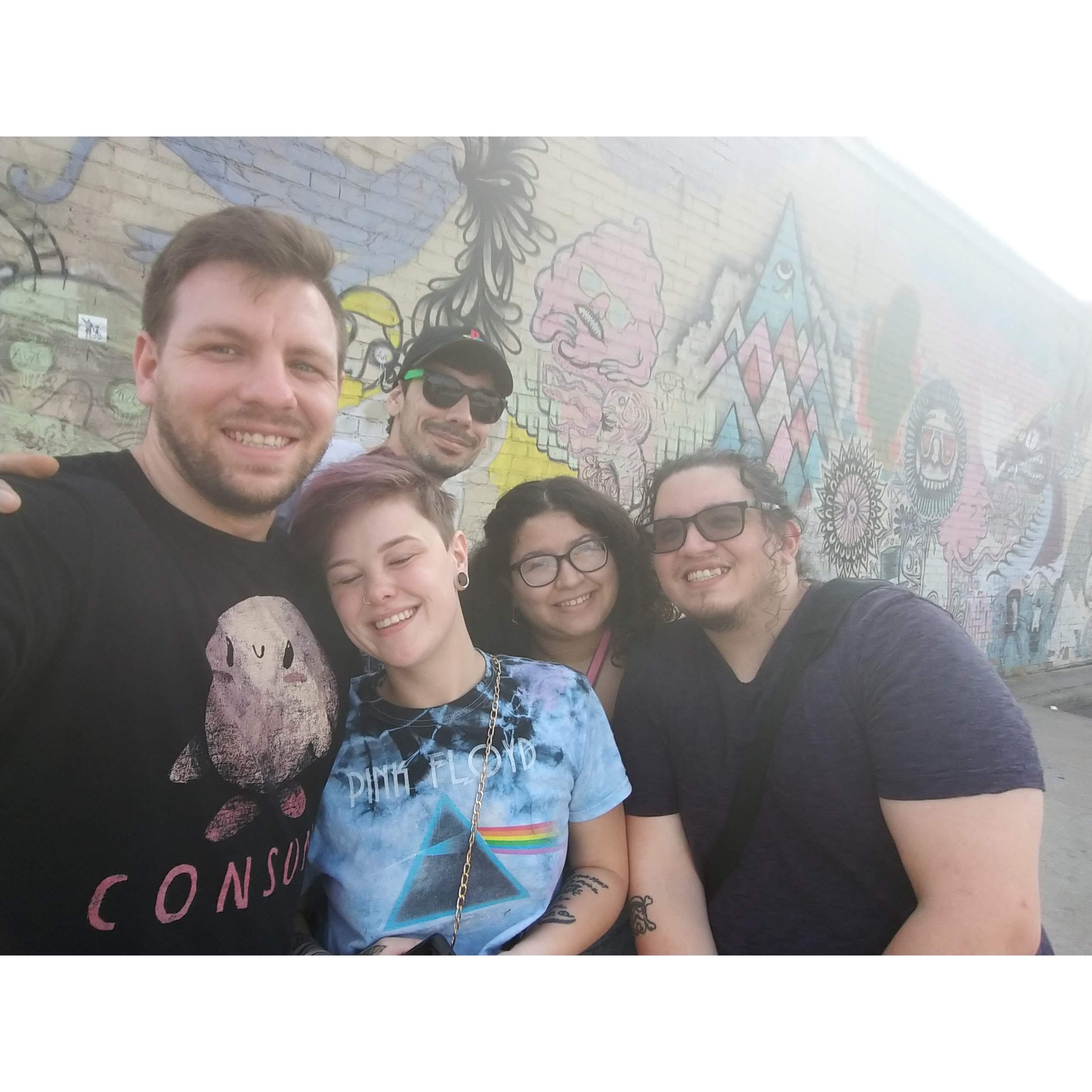 Visiting Columbus, OH with bridesman Ricky, his girlfriend Amanda (Mandi), and groomsman Albert. We have a great group of friends.
(October 2021)