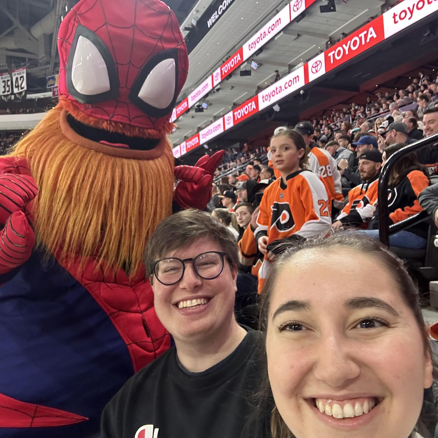 Rosie, Blake and GRITTY at a flyers game!