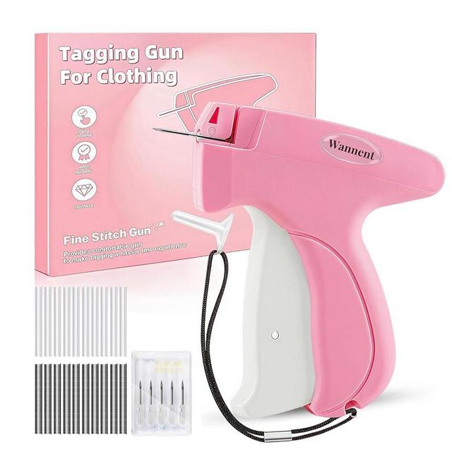 Stitch Gun for Clothes Stitchy Microstitch Gun Tagging Gun for Clothing Stitchy Quick Clothing Fixer Tag Gun Price Tag Gun Label Sock Hat Garment Tagging Gun for Retail Price Tag(pink+white)