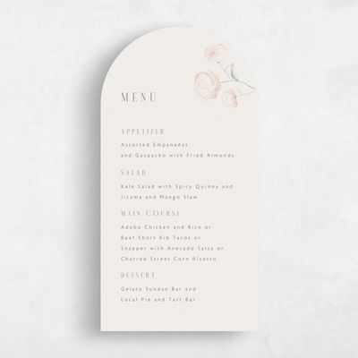 Beige Arch Wedding Menu - Lorelei