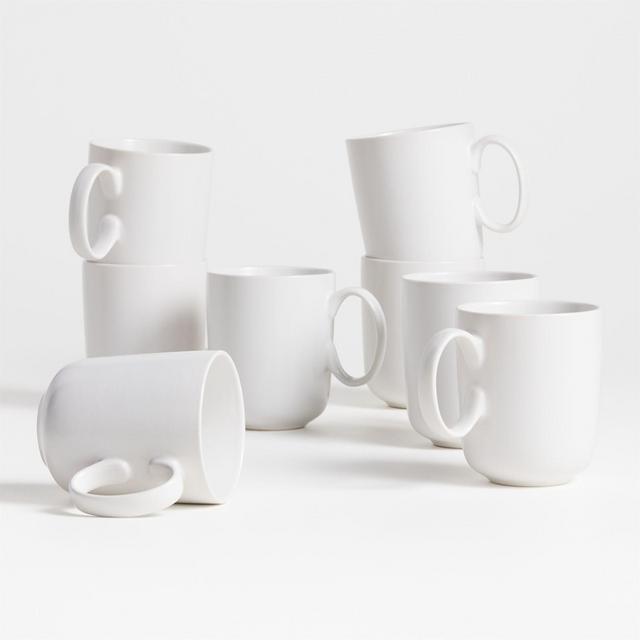 Wren Matte White Mugs, Set of 8