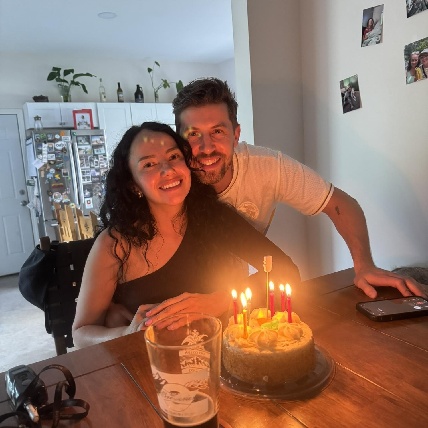 Celebrating Caro's birthday - our first living in the house together