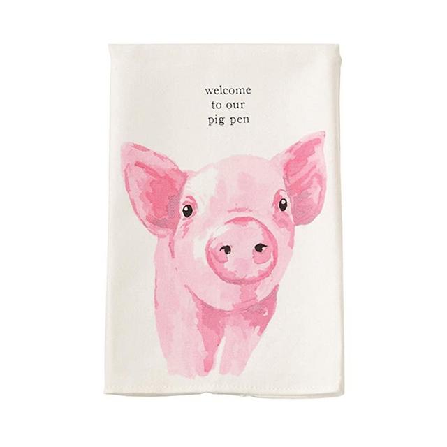 Mud Pie Farm Dish Towel, 26" x 16 1/2", Pig