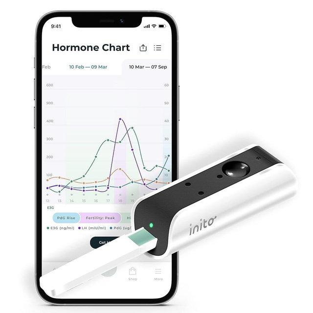 Inito Fertility Monitor & Hormone Tracker for Women | Estrogen, LH, PdG (Urine Metabolite of progesterone), FSH | Predict & Confirm Ovulation | Includes 15 Test Strips (iPhone 15 Pro)