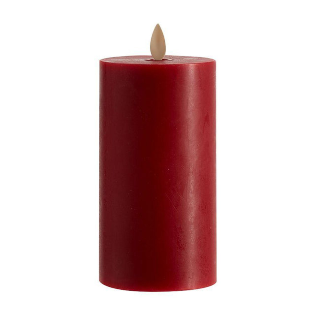 Premium Flickering Flameless Wax Pillar Candle, 3"x6" - Red