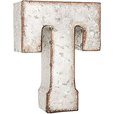 Galvanized Metal 3D Letter T